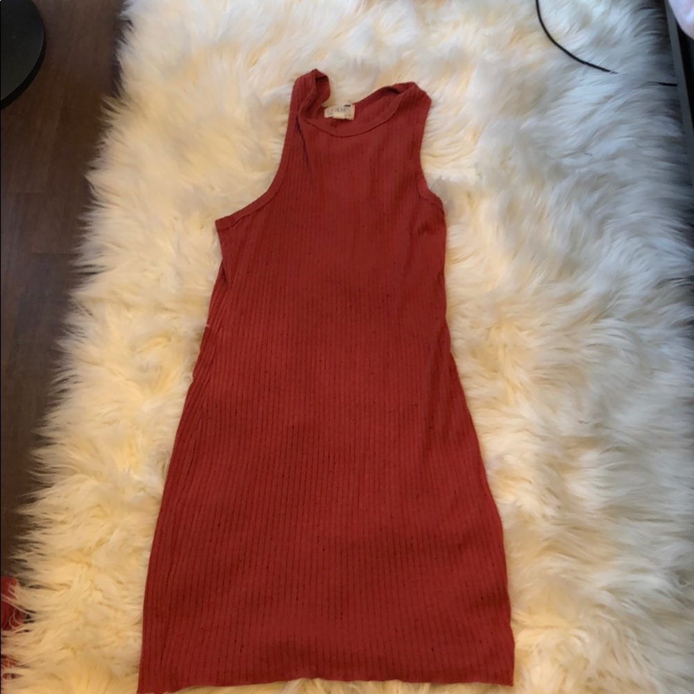 Burnt orange midi body con dress